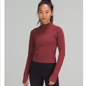 Lululemon Rest Less Cropped 1/2 Zip - mulled wine